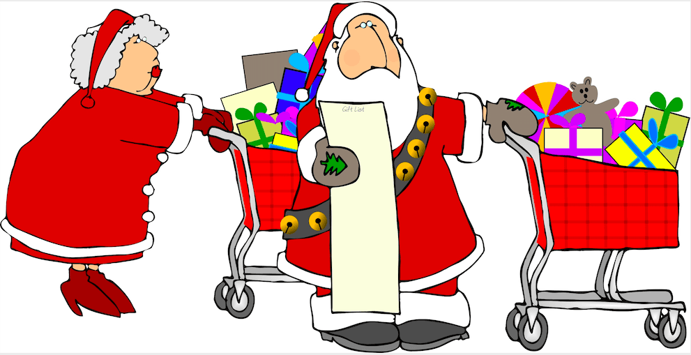 Santa and Mrs Claus shopping